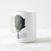 Surreal Cat Hot Air Balloon with Cactus & Rainbow コーヒーマグカップ (正面左)