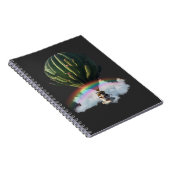 Surreal Cat Hot Air Balloon with Cactus & Rainbow ノートブック (右側)