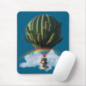 Surreal Cat Hot Air Balloon with Cactus & Rainbow マウスパッド (マウス)