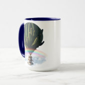 Surreal Cat Hot Air Balloon with Cactus & Rainbow マグカップ (正面左)