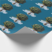 Surreal Cat Hot Air Balloon with Cactus & Rainbow ラッピングペーパー (角)