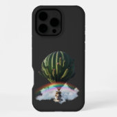 Surreal Cat Hot Air Balloon with Cactus & Rainbow iPhoneケース (裏面)