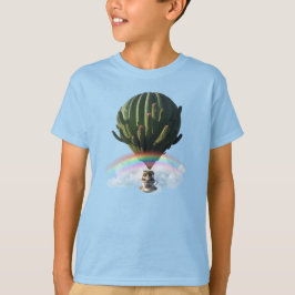 Surreal Cat Hot Air Balloon with Cactus & Rainbow Tシャツ
