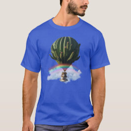 Surreal Cat Hot Air Balloon with Cactus & Rainbow Tシャツ