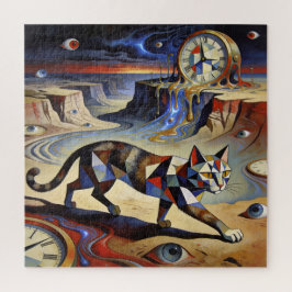 Surreal Cat Melting Clocks Dali Picasso Inspired ジグソーパズル