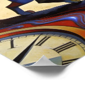 Surreal Cat Melting Clocks Dali Picasso Inspired ポスター (角)