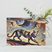 Surreal Cat Melting Clocks Dali Picasso Inspired 招待状 (スタンド正面)