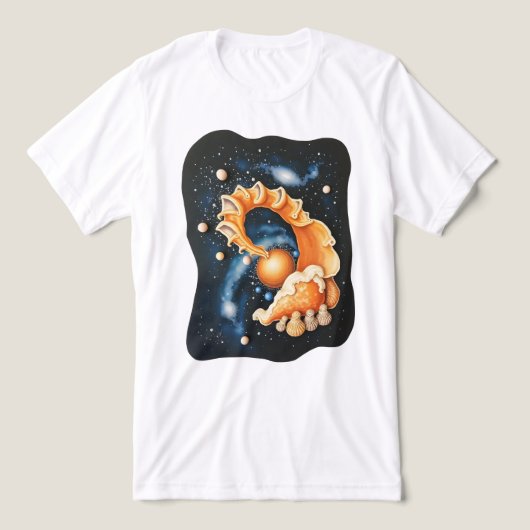Surreal Celestial Seashell n Cosmic Nebula T-Shirt トライブレンドＴシャツ (デザイン正面)