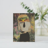 Surreal Cheeseburger Woman Holds Salad Plate ポストカード (スタンド正面)