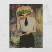 Surreal Cheeseburger Woman Holds Salad Plate ポストカード (正面)