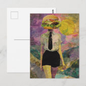 Surreal Cheeseburger Woman Mixed Media ポストカード (正面/裏面)