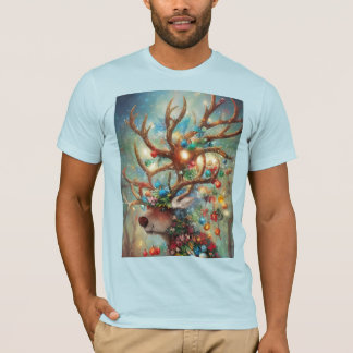 Surreal Christmas Reindeer With Ornaments & Lights Tシャツ