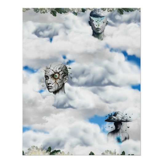 Surreal Cloud Portraits with Cracked, Serene, and  ポスター (正面)