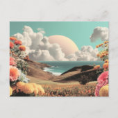 Surreal Coastal Landscape With Flowers And Clouds ポストカード (正面)