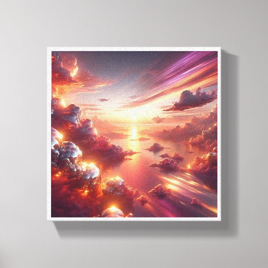 Surreal Cosmic Sunset - Dreamy Pink and Gold Cloud キャンバスプリント (正面)