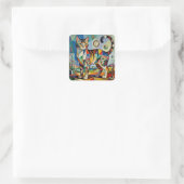 Surreal Cubist Style Cat Art スクエアシール (バッグ)
