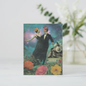 Surreal Dancing People Adventure Collage Train  ポストカード (スタンド正面)