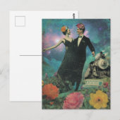 Surreal Dancing People Adventure Collage Train  ポストカード (正面/裏面)