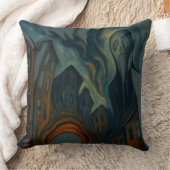 Surreal Dark Cityscape Art Ghostly Figure Painting クッション (ブランケット)