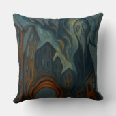 Surreal Dark Cityscape Art Ghostly Figure Painting クッション (裏面)