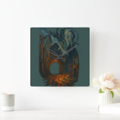 Surreal Dark Cityscape Art Ghostly Figure Painting スクエア壁時計 (ホーム)