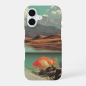 Surreal Desert and Lake with Goldfish iPhone 16ケース (裏面)