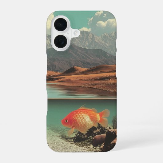 Surreal Desert and Lake with Goldfish iPhone 16ケース (裏面)