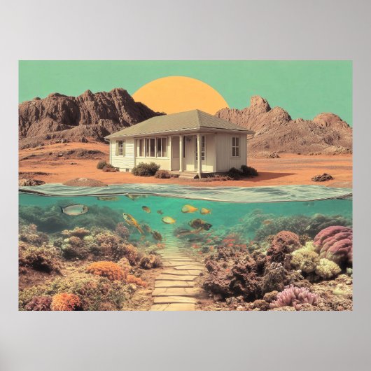Surreal Desert House with Underwater Reef ポスター (正面)