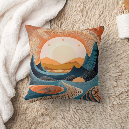 Surreal Desert Sunset Abstract クッション (ブランケット)