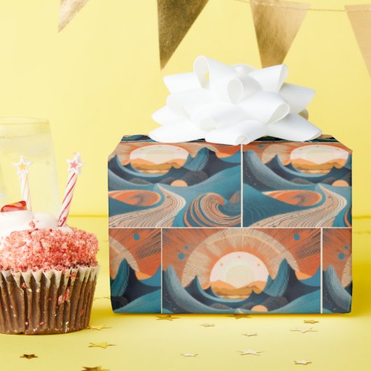 Surreal Desert Sunset Abstract ラッピングペーパー (誕生日パーティー)