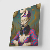 Surreal DJ Girl  Psychedelic Futuristic Art Design スクエア壁時計 (傾斜)