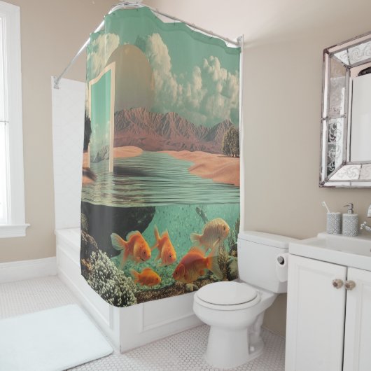 Surreal Doorway in Desert with Underwater シャワーカーテン (インサイチュ)