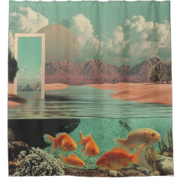 Surreal Doorway in Desert with Underwater シャワーカーテン