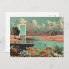 Surreal Doorway in Desert with Underwater ポストカード
