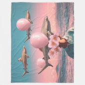 Surreal Dreamscape with Sharks and Balloons フリースブランケット (正面)