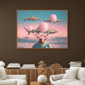 Surreal Dreamscape with Sharks and Balloons ポスター