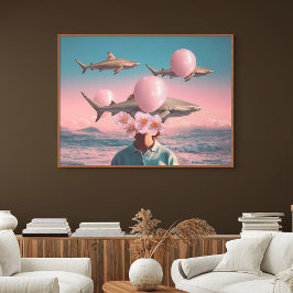 Surreal Dreamscape with Sharks and Balloons ポスター