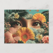 Surreal Eyes and Flowers with Butterflies ポストカード (正面)