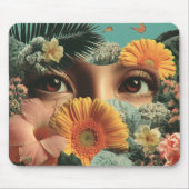 Surreal Eyes and Flowers with Butterflies マウスパッド (正面)