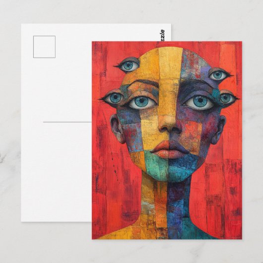 Surreal Face With Lots of Eyes ポストカード (正面/裏面)