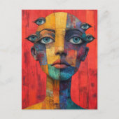 Surreal Face With Lots of Eyes ポストカード (正面)