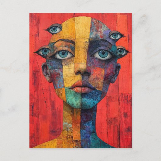 Surreal Face With Lots of Eyes ポストカード (正面)