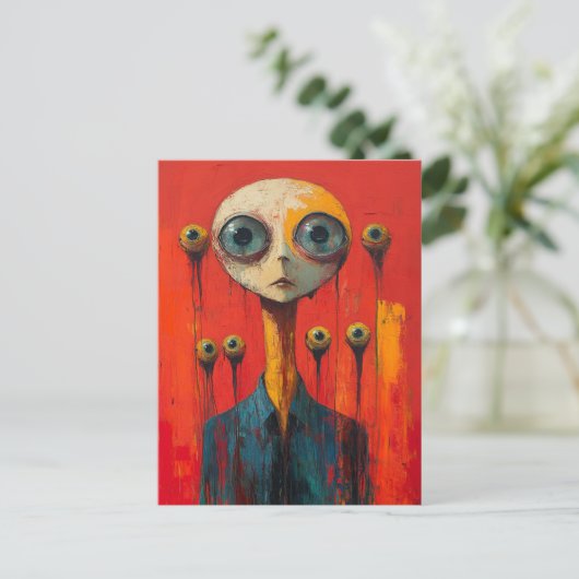 Surreal Face With  Several Eyes ポストカード (スタンド正面)