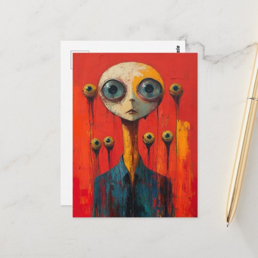Surreal Face With  Several Eyes ポストカード (正面/裏面インサイチュ)