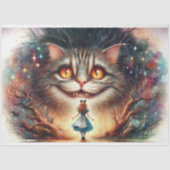 Surreal Fairytale Cheshire Cat and Alice Decoupage 薄葉紙 (正面)