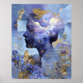 Surreal Fantasy Celestial Night Sky Wall Art ポスター (正面)