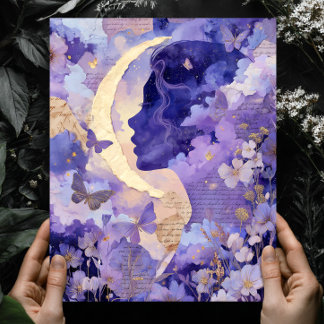 Surreal Fantasy Moon Celestial Night Sky Wall Art ポスター