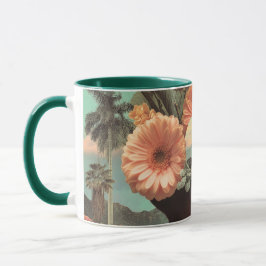 Surreal Female Portrait with Floral Elements マグカップ