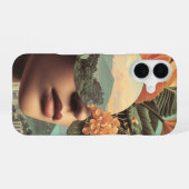 Surreal Female Portrait with Floral Elements iPhone 16ケース (裏面横)