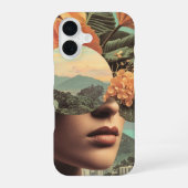 Surreal Female Portrait with Floral Elements iPhone 16ケース (裏面)